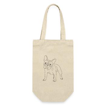 Französische Bulldogge - Geschenkbeutel für Flaschen - Natur - Vorne