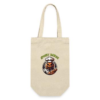 Citrouille d’Halloween avec chapeau de boulanger et pain - Sac à bouteille - nature - Devant