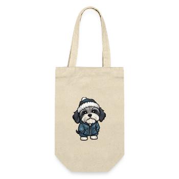 Havanese Hund Winter - Geschenkbeutel für Flaschen - Natur - Vorne