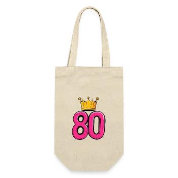 80 Zahl Krone - Geschenkbeutel für Flaschen - Natur - Vorne