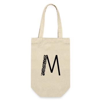 Buchstabe M - Geschenkbeutel für Flaschen - Natur - Vorne