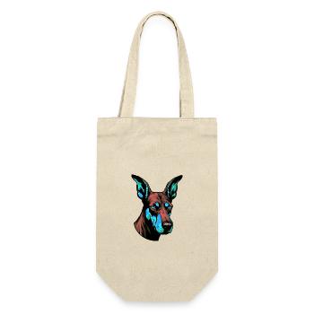 Doberman Hund Porträt Bunt - Geschenkbeutel für Flaschen - Natur - Vorne