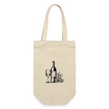 Wine Glass Grapes Wine - Gift Bag for Bottles - nature - Front
