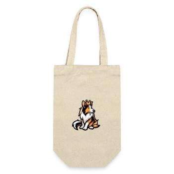 Border Collie Hunde Comic Krone - Geschenkbeutel für Flaschen - Natur - Vorne