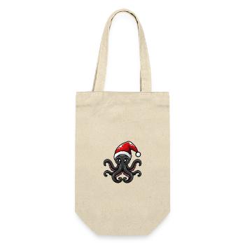Oktopus Weihnachten - Geschenkbeutel für Flaschen - Natur - Vorne