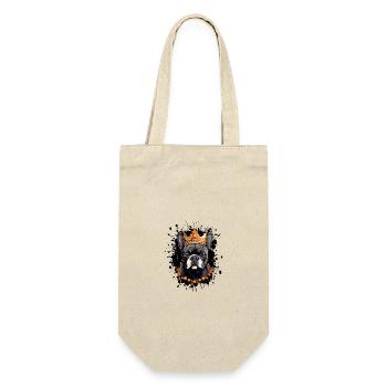 Französische Bulldogge Hund Krone Porträt - Geschenkbeutel für Flaschen - Natur - Vorne