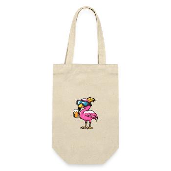 Flamingo Ski Bier - Geschenkbeutel für Flaschen - Natur - Vorne