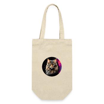 Maine Coon cat portrait in watercolor technique - Gift Bag for Bottles - nature - Front