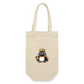 Pinguin Bier Lustig - Geschenkbeutel für Flaschen - Natur - Vorne