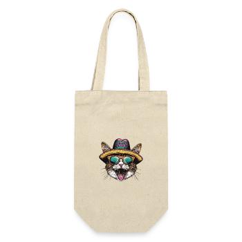 Katze Comic Lustig Sombrero - Geschenkbeutel für Flaschen - Natur - Vorne
