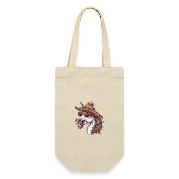 Einhorn Lustig Sombrero - Geschenkbeutel für Flaschen - Natur - Vorne