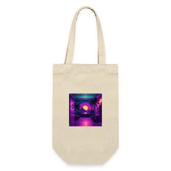 Tropischer Neon-Sonnenuntergang im Innenbereich - Geschenkbeutel für Flaschen - Natur - Vorne