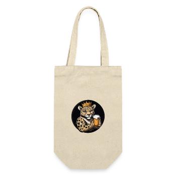 Leopard Bier Comic - Geschenkbeutel für Flaschen - Natur - Vorne