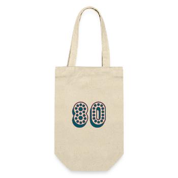 80. 80 JAHRE. 80-JÄHRIGES JUBILÄUM. 80. GEBURTSTAG. - Geschenkbeutel für Flaschen - Natur - Vorne