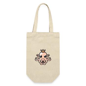 Oktopus Comic Krone - Geschenkbeutel für Flaschen - Natur - Vorne