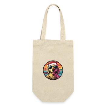Golden Retriever Hund Weihnachten Cool - Geschenkbeutel für Flaschen - Natur - Vorne