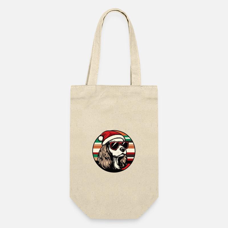 Cocker Spaniel Hund Weihnachten Cool - Geschenkbeutel für Flaschen - Natur