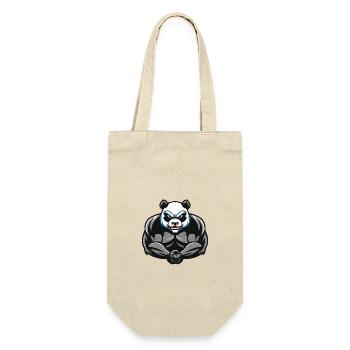 Panda Muskeln Bodybuilding - Geschenkbeutel für Flaschen - Natur - Vorne