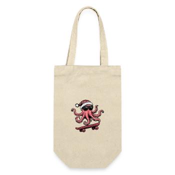 Oktopus Weihnachten Lustig - Geschenkbeutel für Flaschen - Natur - Vorne
