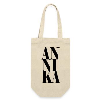 Annika Name Vorname Moderne Schrift Wort Art - Geschenkbeutel für Flaschen - Natur - Vorne