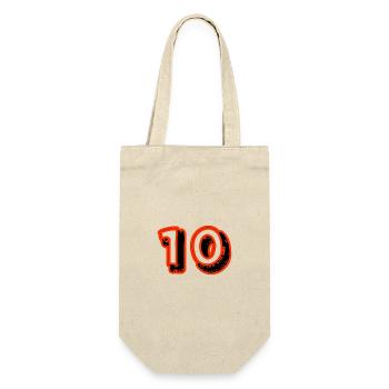 10. 10 JAHRE. 10-JÄHRIGES JUBILÄUM. 10-JÄHRIGES JUBILÄUM. - Geschenkbeutel für Flaschen - Natur - Vorne