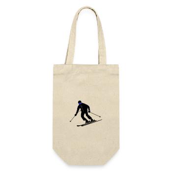 Ski Fahren Skiing Mann Symbol - Geschenkbeutel für Flaschen - Natur - Vorne