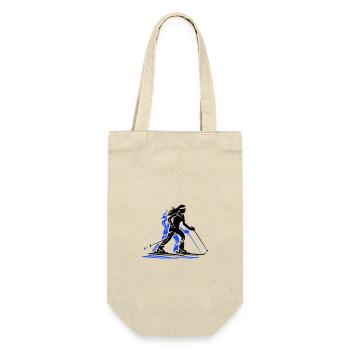 Ski Fahren Skiing Frau Symbol - Geschenkbeutel für Flaschen - Natur - Vorne