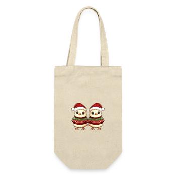 Chicken Christmas Team - Gift Bag for Bottles - nature - Front