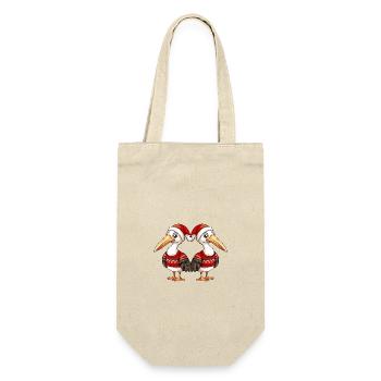 Pelikan Vogel Weihnachten Team - Geschenkbeutel für Flaschen - Natur - Vorne