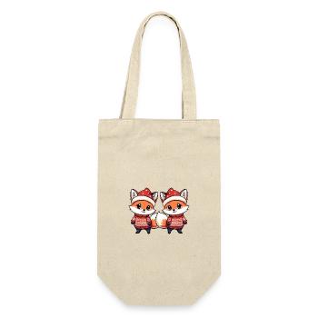 Fuchs Weihnachten Team - Geschenkbeutel für Flaschen - Natur - Vorne