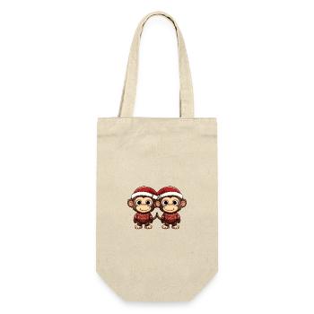 Monkey Christmas Team - Gift Bag for Bottles - nature - Front