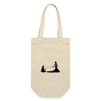 Hochzeit Brautpaar Leine - Geschenkbeutel für Flaschen - Natur - Vorne