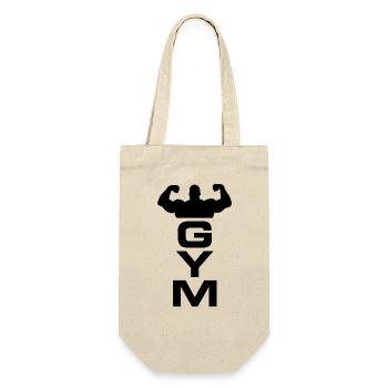 GYM Mann mit Muskeln - Geschenkbeutel für Flaschen - Natur - Vorne