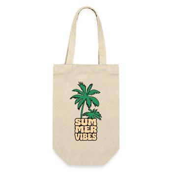 Summer Vibes Palme - Geschenkbeutel für Flaschen - Natur - Vorne