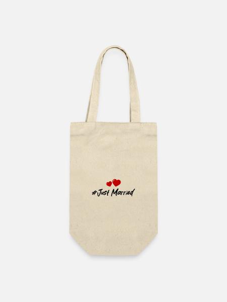 Just Married Hochzeit Herz - Geschenkbeutel für Flaschen - Natur