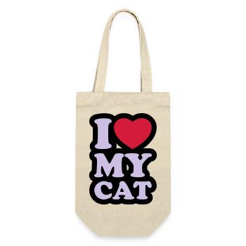 I love my cat - Ich liebe meine Katze - Geschenkbeutel für Flaschen - Natur - Vorne