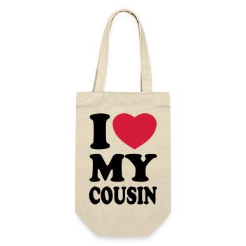 I love my cousin - Ich liebe meine Cousine - Geschenkbeutel für Flaschen - Natur - Vorne