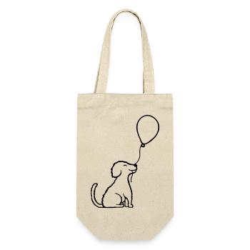 Sitzend Luftballon Hund cool - Geschenkbeutel für Flaschen - Natur - Vorne