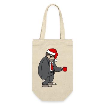 Sloth Suit Office Christmas Hat Santa Claus - Gift Bag for Bottles - nature - Front