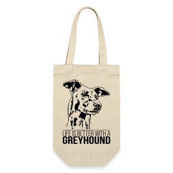 GREYHOUND life is better Hundespruch Hund Wilsigns - Geschenkbeutel für Flaschen - Natur - Vorne