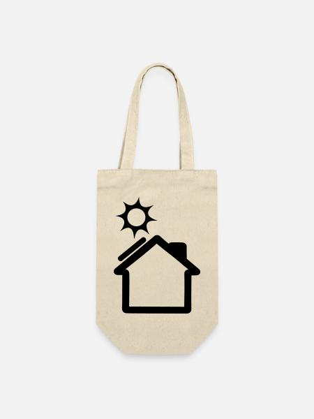 Sonnenkollektor auf Hauslogo - Geschenkbeutel für Flaschen - Natur