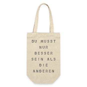 T-Shirt "Du musst nur besser sein" - Geschenkbeutel für Flaschen - Natur - Vorne