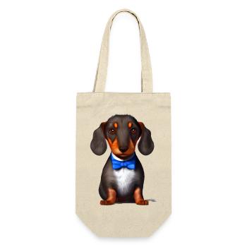 Hund Dachshund mit Anzug Hunde Dackelwelpe - Geschenkbeutel für Flaschen - Natur - Vorne