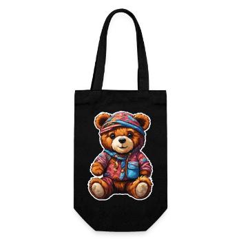 Teddybär / Kuscheltier / Stofftier / Geschenkidee - Geschenkbeutel für Flaschen - Schwarz - Vorne