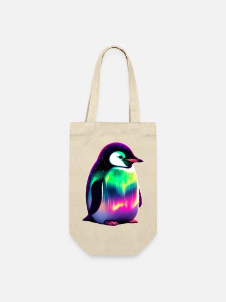 Pinguin - Geschenkbeutel für Flaschen - Natur
