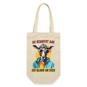 Du schaffst das! Ich glaub an dich! Glücksbringer - Geschenkbeutel für Flaschen - Natur - Vorne