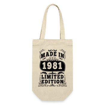 1981 Original 1981 Vintage Vintage Retro Jahrestag - Geschenkbeutel für Flaschen - Natur - Vorne