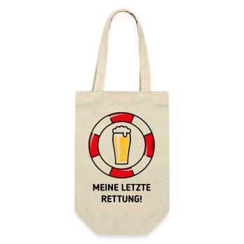 Meine Letzte Rettung! (Bier / Willibecher / POS) - Geschenkbeutel für Flaschen - Natur - Vorne