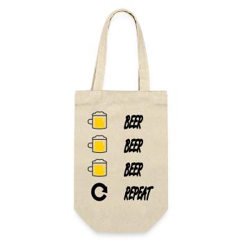 Bier Bier Bier Wiederholung - Geschenkbeutel für Flaschen - Natur - Vorne