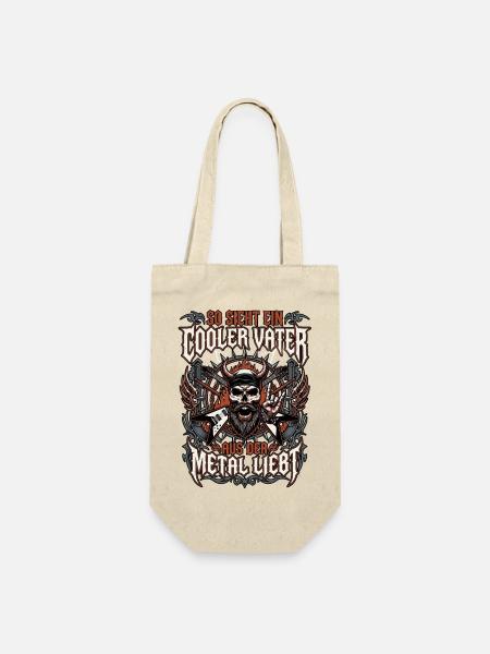 Papa Und Metal Head - Geschenkbeutel für Flaschen - Natur